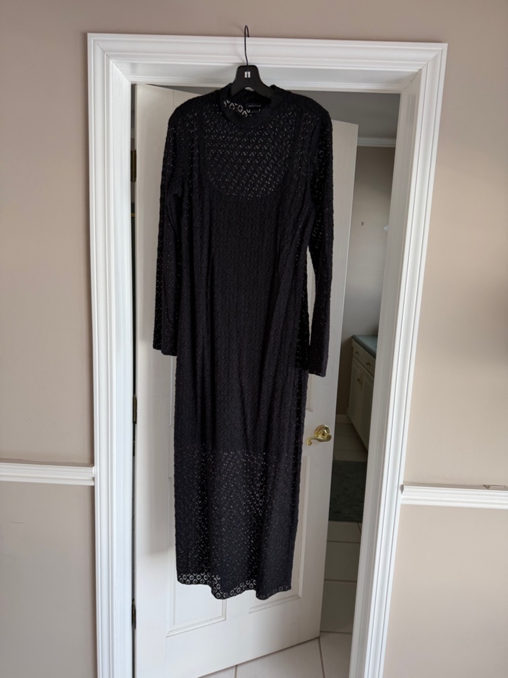 Sanctuary Black Long Sleeve Lace Maxi Dress